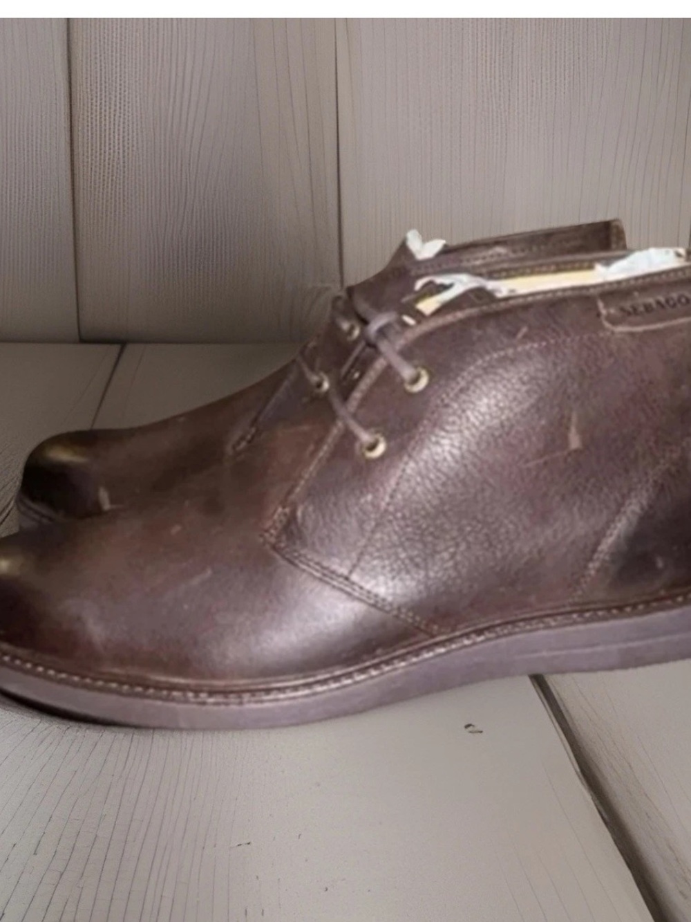 Sebago Brown Distressed Leather Lace Up Reese Chukka Ankle Boots Mens Size 11.5W
